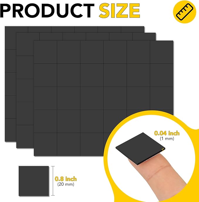 DIYMAG Magnets with Adhesive Backing,300Pcs Adhesives Magnet Squares for Whiteboard Crafts Small Magnetics Tape Magnetic Sheets Magnetism Strips Stickers for Classroom Refrigerator 0.8 x 0.04inch