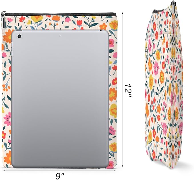jeilink Book Sleeve Book Protector Book Pouch Book Lovers Gifts Bookish Gifts Book Cover with Zipper for Hardcover Paperback Washable Wildfloral Printed Gift Bag for Women Teacher Birthday, BookCover