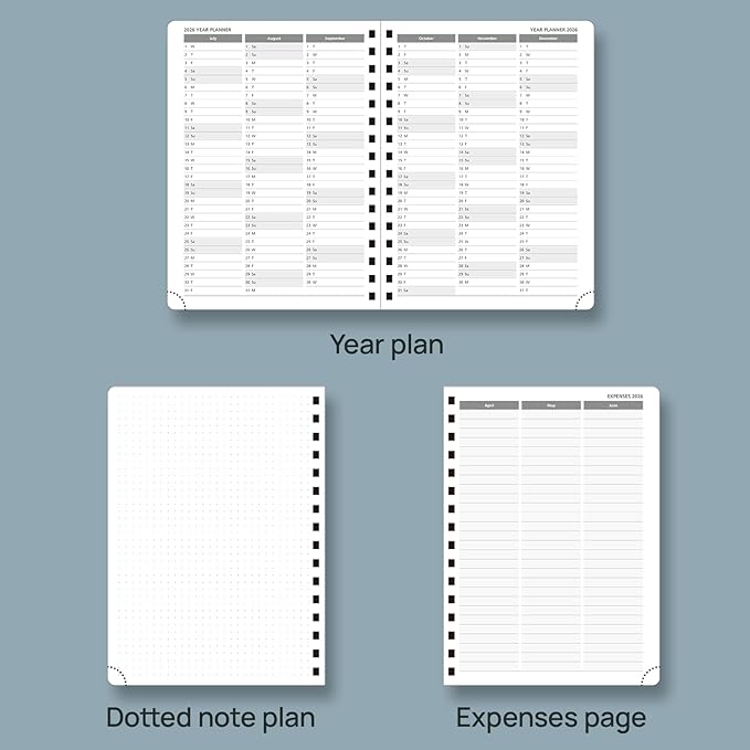 POPRUN 2026 Planner Daily Weekly and Monthly Calendar with Hourly Schedule(Medium Size 8.5'' x 6.25'' Wire-Bound Hard Cover) - Agenda 2026 (Jan.2026-Dec.2026), Monthly Tabs - Orange