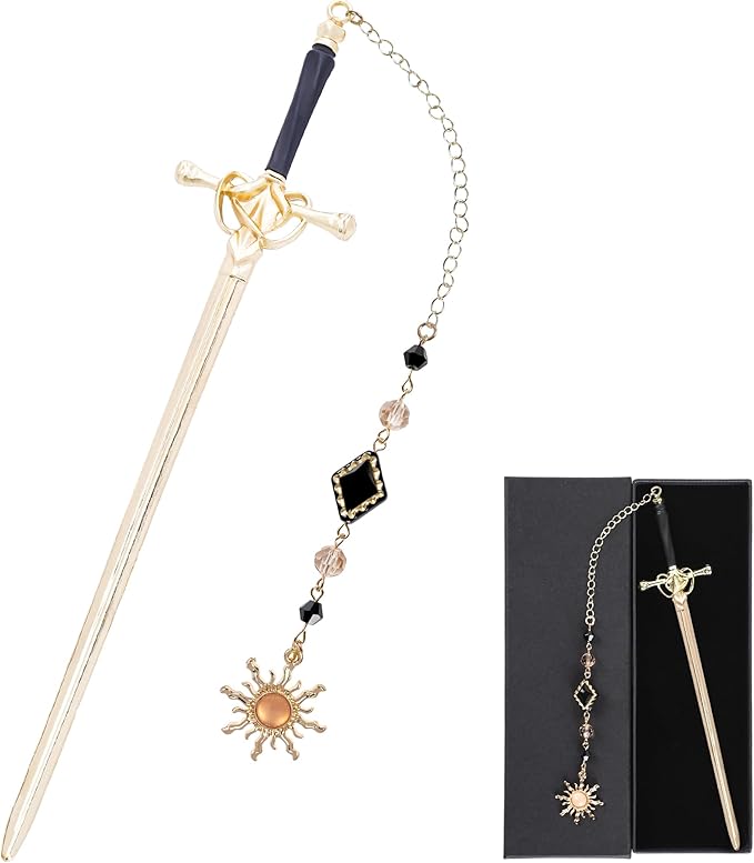 Fantasy Celestial Sword Bookmark - Funny Tarot Metal Book Marks for Women Men Students Teachers Reader Page Mark with Crystal Beads Sun CharmReading Lovers Birthday Gifts School Accessories