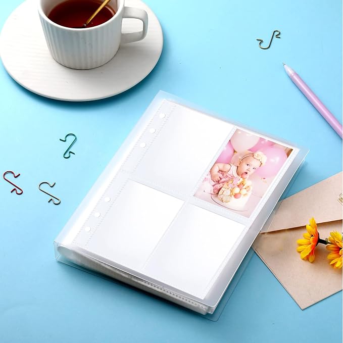 50 Piece 6 Ring A5 Binder Inserts, Kpop Photocard Binder, Trading Card Sleeves Pages Baseball, 2.5"x3.7" Standard Size Cards Photocard Game Sport Card Gifts for Collectors Lovers