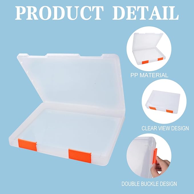 12 Pcs Clear A4 A5 File Box Document Plastic Storage Box with 48 Labels File Holder Organizer Paper Plastic Case Magazine Protector with Buckle Office School Supplies