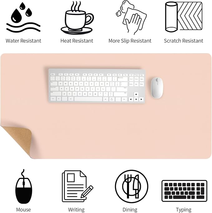 Bloss Pink Desk Mat, Leather Desk Pad, Desk Matt for Desktop, Waterproof Desk Pad Mat, Computer Mat for Office Work/Home/Decor/Desk Protector/Cover(31.5 x 15.7 Inches)