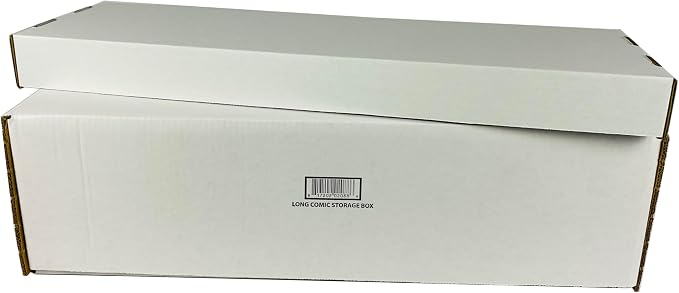 Max Protection Comic Book Storage Box - 5 Count Long ComicBook Boxes with White Corrugated Cardboard - Stackable Bin, Thick Case, Book Containers with Lid - Ideal for Comics, Magazines, Collectibles