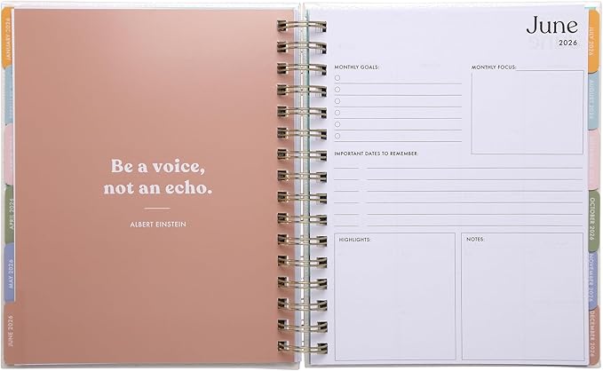 WORLD TRAVELER 2026 Planner Weekly and Monthly - 7'' x 8.75'' Hard Cover January December Spiral Daily Planner 2026 To Do List, Size 7X8.75, White/Can happen