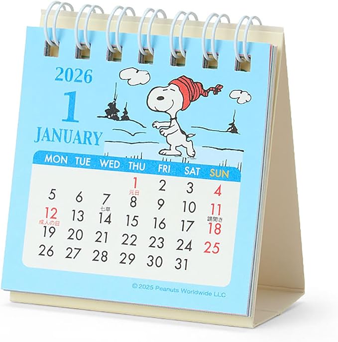 Sanrio 621838 Ring Mini Calendar, 2026, Snoopy, Paper, Tabletop