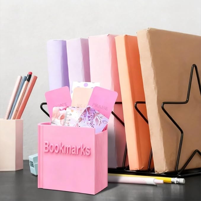 3D Printed Book Shaped Bookmark Holder Bookish Gifts Gift Bookish Accessory Office Desk Supplies Funny Bookmark Accessories End of Year Gift for Teacher(Pink)