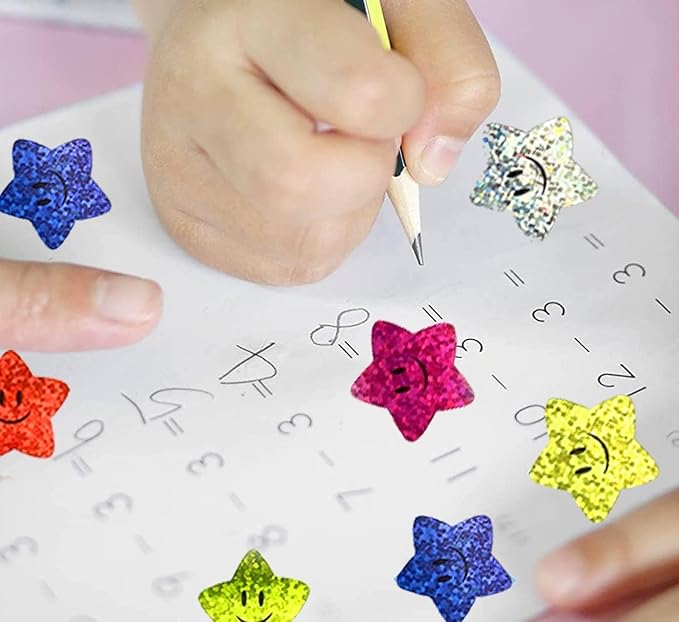 700Pcs Multicolor Star Stickers,Smiley face Star Stickers Reward 1inch 8 Colored Sparkly Foil for Student Planner and School Classroom Teacher Supplies 3.15inch (8cm) ducation and Crafts Teaching