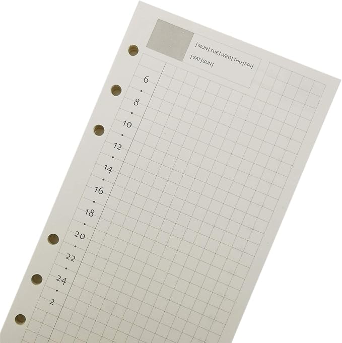 Zelten 1 Pack A6 45 Sheets/90 Pages Daily PlannerLoose Leaf Punched Paper Refills Paper for 6 Hole Binder Personal Organizer Diary Notebook Refillable Planner