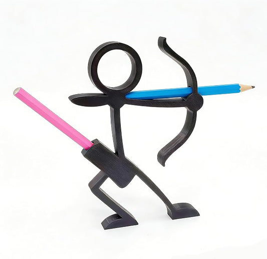 3D Printed Humanoid Pose Pencil Holder, Creative Pencil Stand Desk Organizer, Fun Cute Office Decor for Home School (Archer)
