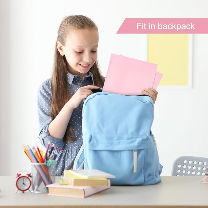 ViVin Sturdy Plastic Folder with Pockets,12 Pack,Heavy Duty Two Pocket 3 Prong Folders,Holds Letter Size Paper,File Folders with Business Card Slot for School Home and Office(Pink)