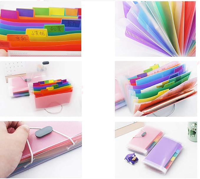 2 Pack Expanding File Folder,A6 Mini Accordion File Organizer,13 Pockets Rainbow Receipt Organizer Wellet for Monthly Bills,Cards,Check Coupons,Vouchers,Receipt Tax Item or Changes,Coupon Organizer