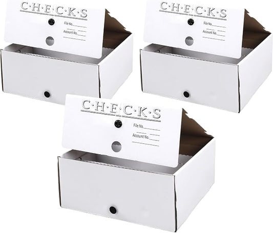 AmazingSpark 3 Pcs Check and Form Storage Boxes 10"x10"x4.5" Storage File Box Divided by Quarter Tax Box Keeping for Tax Filing Organization and Document for Office Home Accountants Taxpayers