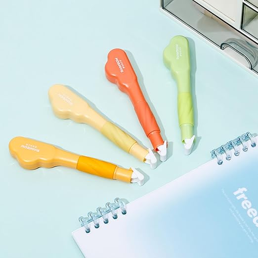 Temiary 4 Pack Correction Tape Pen, 0.27 in x 78.7 Ft White Smooth Pull Out Tape Pens for Writing, Tear Resistant Easy to Use Applicator for Instant Corrections School Office Supplies (Multicolor)