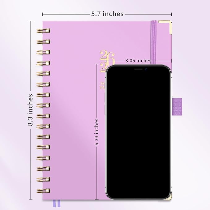 Academic Planner 2026-2027, Weekly and Monthly, A5 Size (5.7" x 8.3"), July 2026 - June 2027, Agenda 2026-2027 for Tracking, for School, Home, Office, Hardcover, 12-Month Tabs (Purple)