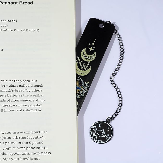 Stainless Steel Acotar Bookmark with Tassel, Acotar Inspirational Creative Moon Mountains Text Book Marks for Reading Women Men Collection, Books Accessories (New Black ACotar)