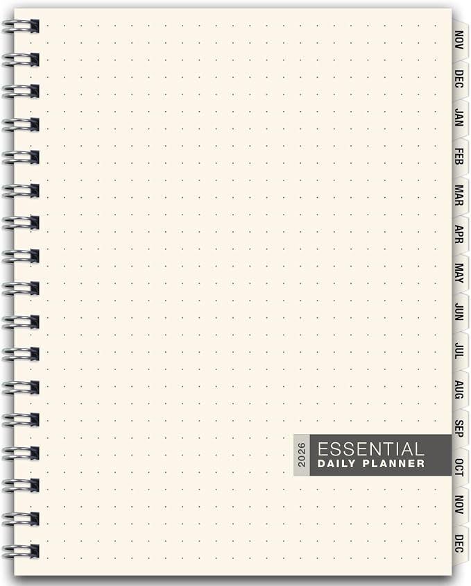 ESSENTIAL 2026 Monthly & Weekly Planner with Tabs, 8.5"x11": 14 Months (November 2025 - December 2026), Professional, Simple, Easy-to-Use Design and Frosted Poly Cover for Extra Protection (Frosted)