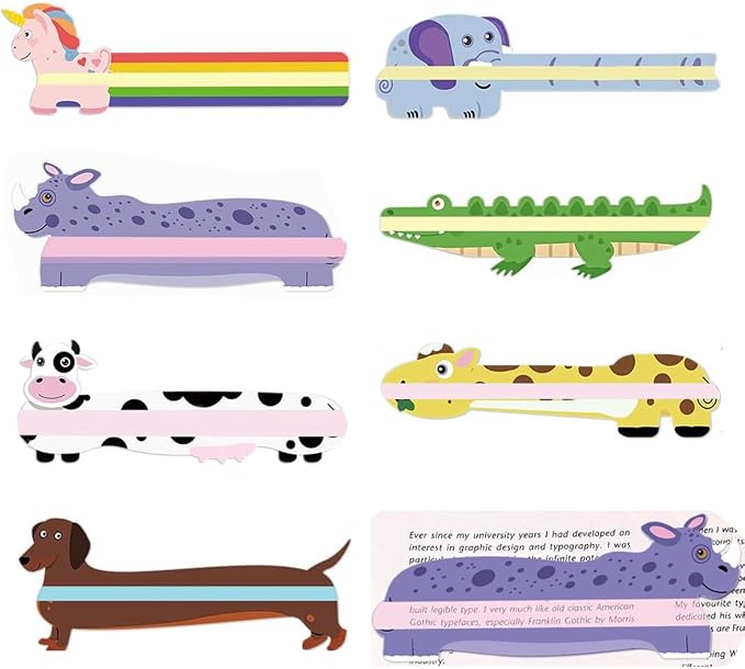 7Pcs Animal Guided Reading Strips, Colored Overlay Reading Trackers, Dyslexia Reading Aid Bookmark for Kids Students Classroom Homeschool Teacher Learning Supplies