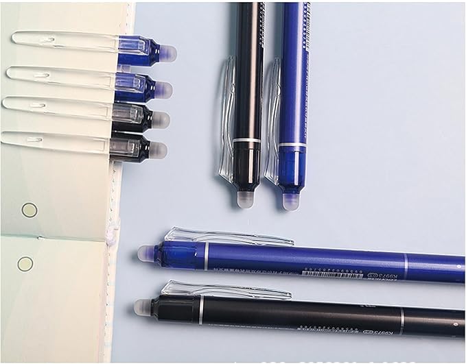 Erasable Gel Ink Pens Erasable Retractable Pens 0.5mm Black Blue Ink Smooth Writing Pen Office Supplies School Office Pen for Women Men Girls Boys (Mix Black+Blue-6Pcs)