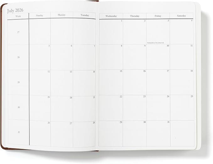 Wykeham's Executive 2026 Daily Journal Planner – US Public Holidays & Format – Customization Available (Brown, 8.5" x 5.5")