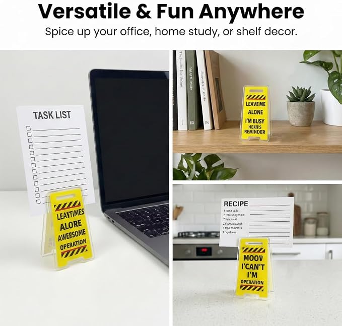 16 Pcs Office Note Holder Clips, Mini Acrylic Yellow Desk Signs Decor Gift for Colleague Leader Employee Birthday