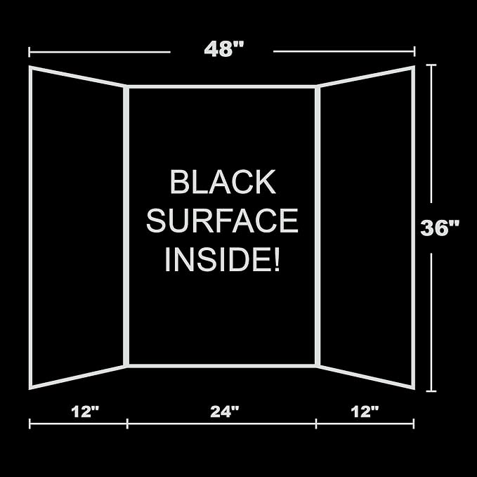 BAZIC Products Black Tri-Fold Presentation Board, 36 x 48 in, Corrugated, for Science Fair Displays