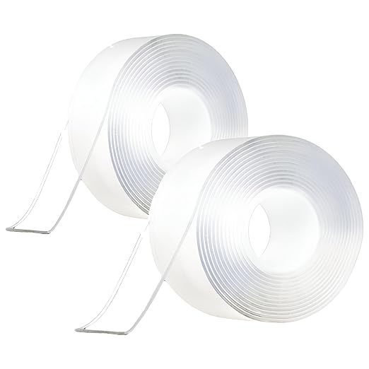 2026New Extra Strong Double Sided Tape Heavy Duty (2 Rolls,Total 20 FT),Clear Removable Two Sided Adhesive Mounting Tape for Poster,Rug,Picture Hanging Strips,Office & Outdoor