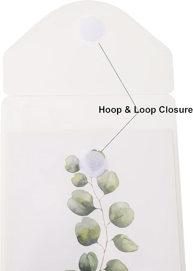 6’’ x 9’’ Vertical Clear Plastic Envelopes Receipt Stickers File Storage 40 Pack Hook Loop Closure