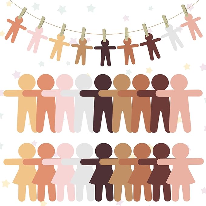 126 PCS Paper People Cutouts Crafts 5.9 x 4.5 Inch Multicultural People Shape Paper Cut Outs for Bulletin Board Boy Girl Person Cardstock for School Teachers Supplies Home Decoration