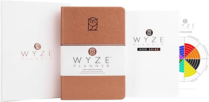 Wyze Planner Undated Daily Planner – 6-Month A5 Productivity Organizer with Full Page Per Day, Hourly Schedule, Goal Setting, Habit Tracker, Weekly & Monthly Pages – Hardcover Time Management Notebook (Rose Gold)