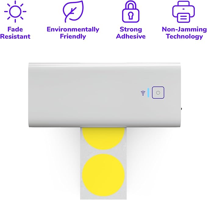 Rollo Circle Thermal Labels 2 Inch - Roll of 1,000 Round Sticker Labels - Multi-Purpose Direct Thermal Printer Stickers 2x2 (Yellow)
