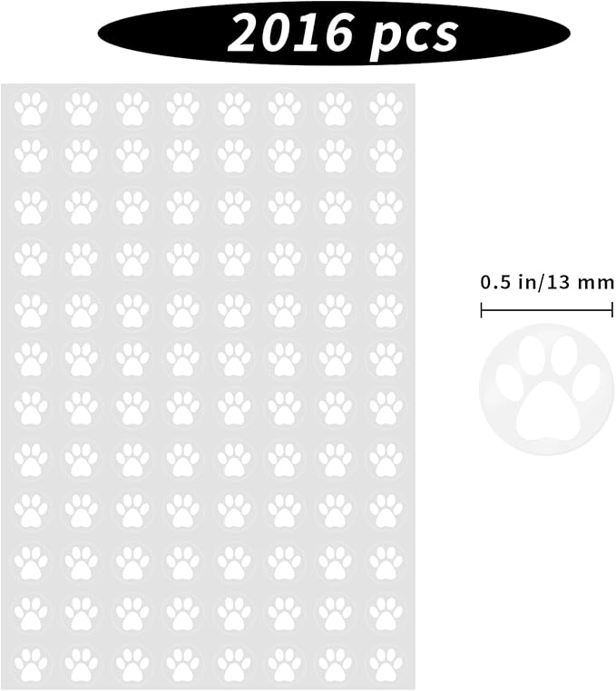 0.5 Inch White Paw Print Stickers,Self Adhesive for Scrapbooking/Kid DIY Arts Crafts/Reward Decals Teachers Sticker