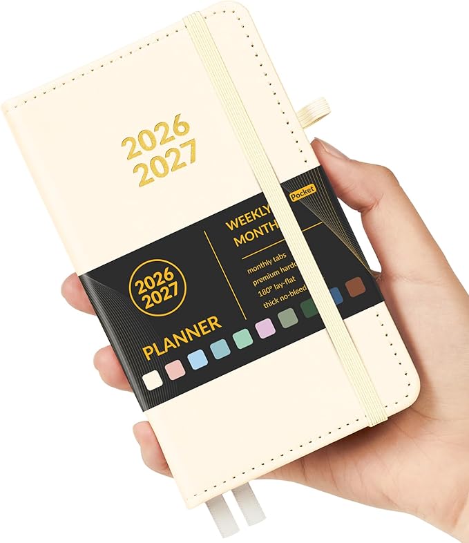 Forvencer Pocket Planner 2026-2027, Weekly Monthly Planners for Purse, 3.5" x 6", July 2026-June 2027, Cute Small Daily Academic Calendar, Elastic Band, Hardcover Agenda for Women, Teacher