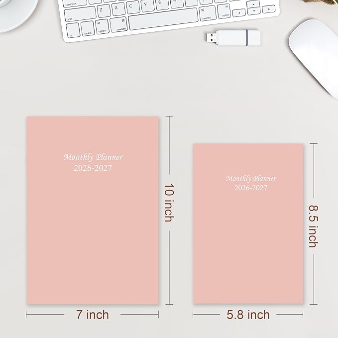 2026-2027 Monthly Planner - 18 Months Calendar from July 2026 - Decenber 2027, Monthly Planner 2026-2027 Easy to Organize Your Daily Life, 7" x 10", Light Pink