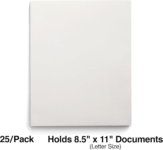 Staples School Grade 2‑Pocket Folders, White, Letter‑Size Durable Paper File Folders for Classroom & Office Organization, 25/Box