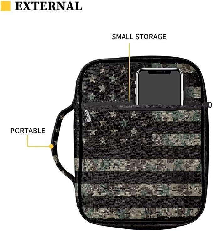 Catinaar American Flag Camo Bible Bag for Boys, Men & Kids - Bible Carrying Case Holder for Girls & Women