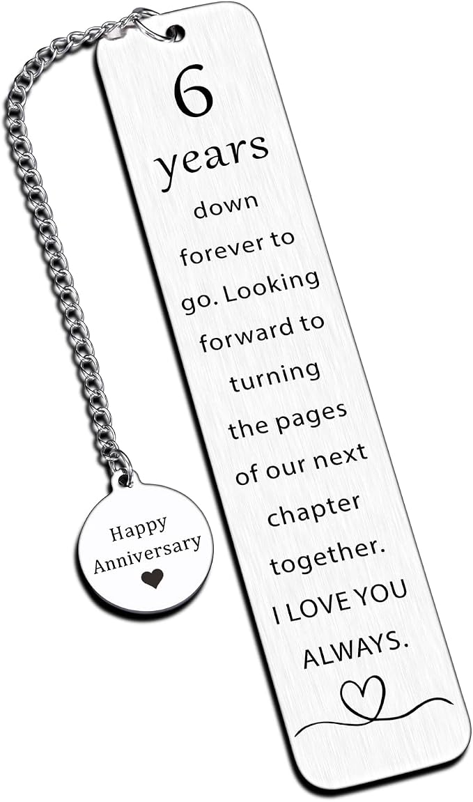 Iron Gifts for 6 Year Anniversary 6th Anniversary Bookmark Gift for Women Men Happy 6 Year Anniversarys Wedding Bookmarks Date Night Gifts for Husband Wife Romantic Bridal Shower Gift for Bride
