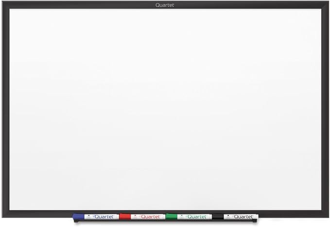 Quartet Magnetic Dry Erase White Board, 48"W x 36"H Whiteboard, Nano-Clean Surface Resists Ink Stains, Black Aluminum Frame (SM534B)