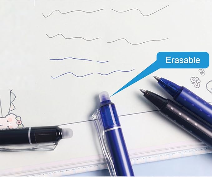 Erasable Gel Ink Pens Erasable Retractable Pens 0.5mm Black Blue Ink Smooth Writing Pen Office Supplies School Office Pen for Women Men Girls Boys (Mix Black+Blue-6Pcs)