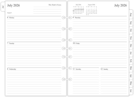 newestor 2026-2027 Planner Refill for Mini Binder, Weekly & Monthly, July 2026 - June 2027, 5-1/2" x 8-1/2", Desk Size 4, 7 Holes