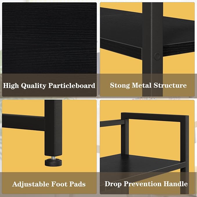 38.6" Book Shelf with 3 Tier Open Shelves Bookshelf and Desk Shelfs to Combined for Computer Desks, Desk Hutch for Top of Desk, Bookcase for Dorm or Office, Adjustable Desktop Shelf, Black