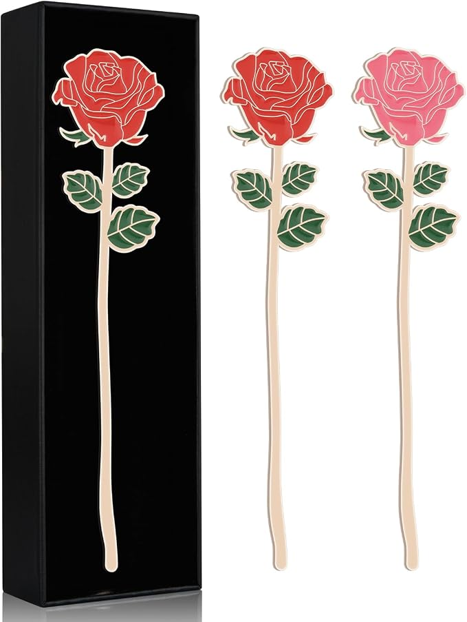 Metal Red Rose Pink Rose Bookmark Gift, Bookmarks for Women Mother's Day, Girlfriend and Friend Graduation, Teacher's Day, Thanksgiving, Cute Bookmarks for Book Lovers