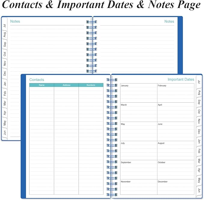 2026-2027 Planner - Planner 2026-2027 from July 2026 - June 2027, Weekly & Monthly Planner Spiral Bound with 12 Monthly Tabs, Inner Pocket, 6.4" x 8.5", Blue