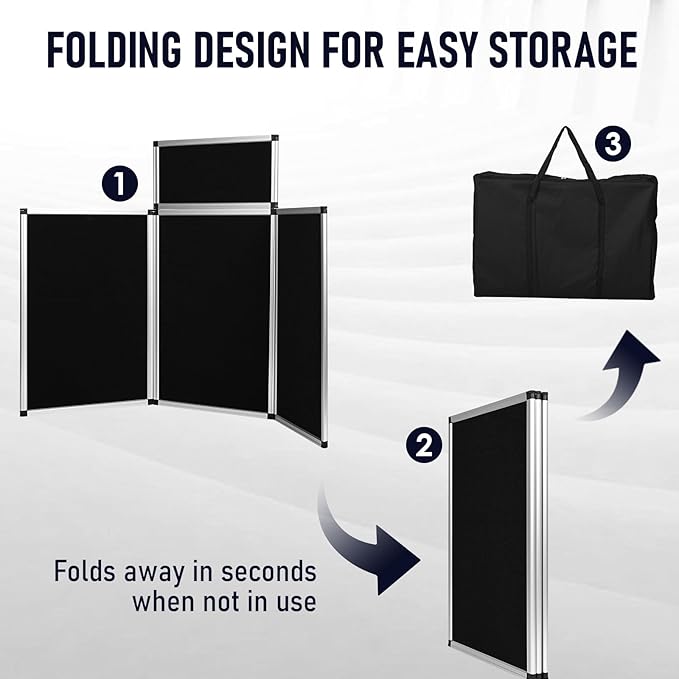 jxgzyy Trade Show Presentation Board 3+1 Panel Trifold Poster Board with Storage Bag Single Sided Art Display Panels Tabletop Folding Panel Display for School Workshop