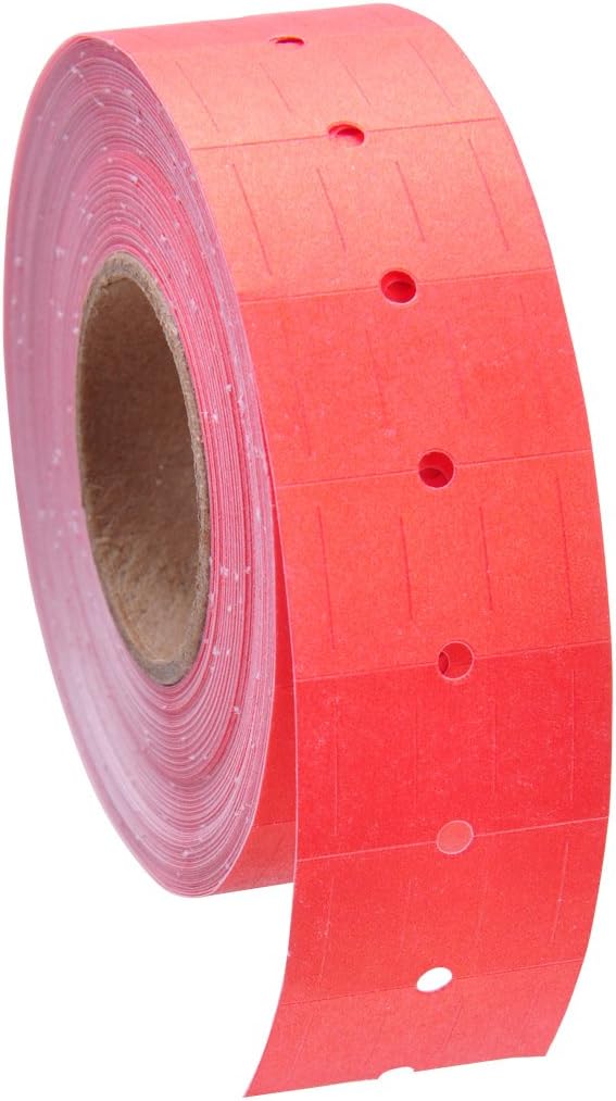 Pastel Red Labels to fit Motex® MX5500 Price Guns 16 Pack (Free Ink roll Included)