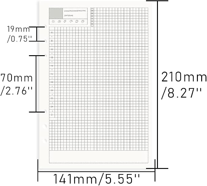 AxeWoodz A5 Refill Paper 3 Pack Undated Daily Weekly Monthly Binder Inserts 6-Hole Punched Filler Paper Planner Refills, 135 Sheets/270 Pages Refillable Binder Papers