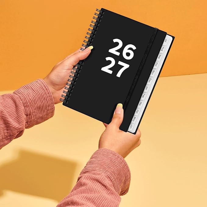 2026-2027 Planner - Planner 2026-2027 from July 2026 - June 2027, Weekly & Monthly Planner Spiral Bound with 12 Monthly Tabs, Inner Pocket, 6.4" x 8.5", Black-A