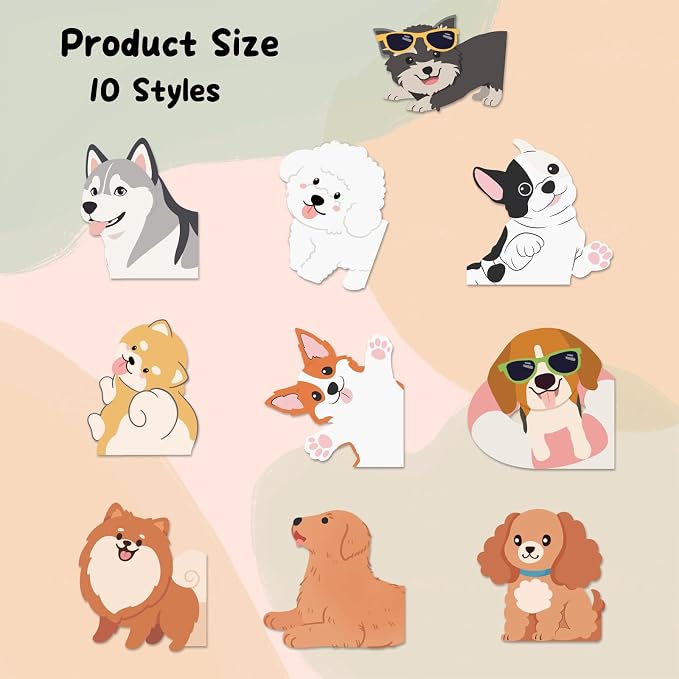10Pcs Dog Magnetic Bookmarks Cute Bookmark Dogs Book Marks, Party Favors Gifts, Gifts for Book Lovers, Book Marks for Reading Women