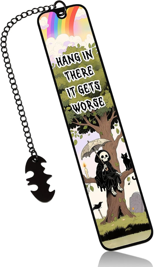 Cat Bookmark for Women, Wicked Bookmark Gifts Goth Christmas Gifts Gifts for Women Who Like to Read Spooky Skull Bookmarks, Dark Humor Gift for Coworker Friend Horror Wicked Bookmarks for Book Lovers