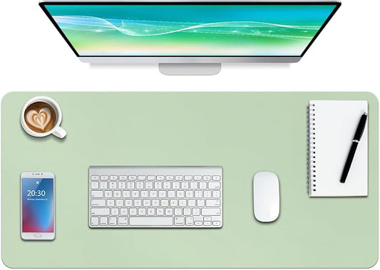 Boutilon Leather Desk Pad Protector,Non-Slip Mouse Pad,Laptop Desk Pad,Office Mouse Mat,Waterproof Leather Desk Blotter,Desk Writing Pad for Office and Home (XXL-Green,47.2"x 17")